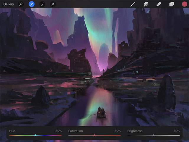 Use tools in Procreate to adjust parameters