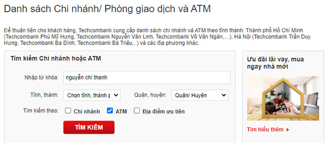 Search Techcombank ATM