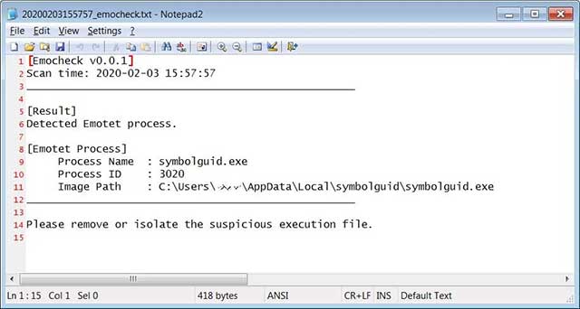 EmoCheck will scan the entire system for the Emotet trojan and warn the user 