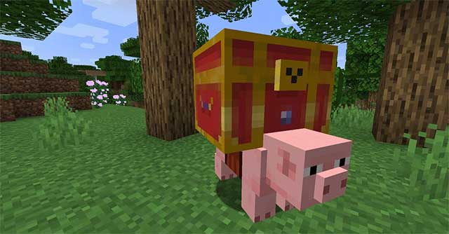 PiggyBank Mod sung một con heo mang hòm kho báu vào Minecraft