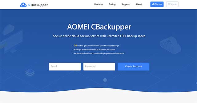 AOMEI CBackupper là phần mềm sao lưu dữ liệu đám mây online cực an toàn