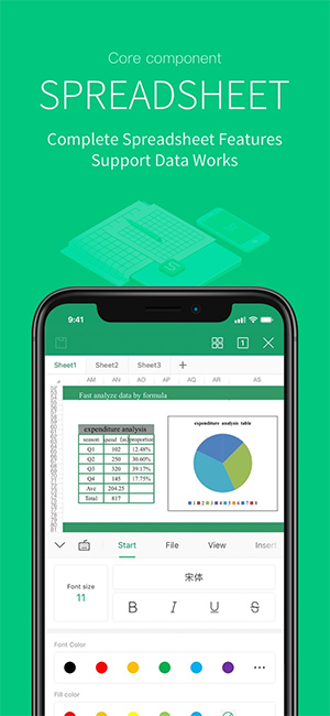 Processing complex spreadsheets with WPS Office app