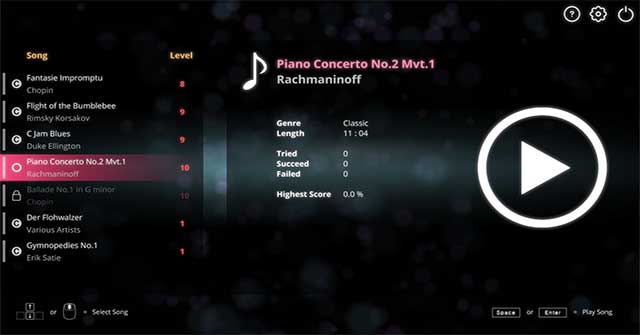 Pianistic là game nhịp điệu mô phỏng đàn piano có lối chơi độc đáo