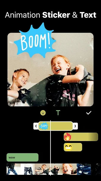 InShot allows to decorate videos with animated text and stickers