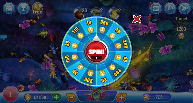Spin in the game Shoot fish for coins