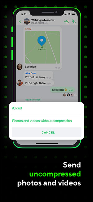 Share uncompressed original photos and videos with ICQ app 