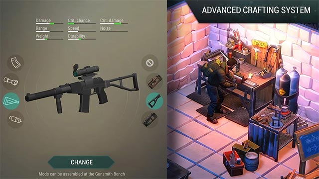 Use advanced crafting system to create guns, gear, armor... 