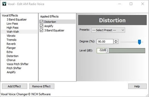 List of settings and effects in Voxal Voice Changer 