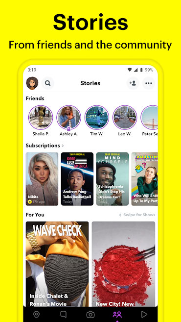 Share Stories on Snapchat app