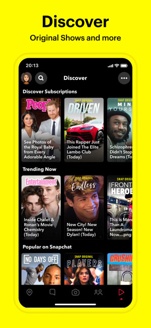 Discover new content on Snapchat app