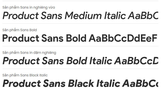 Fonts in Google Sans Font Set