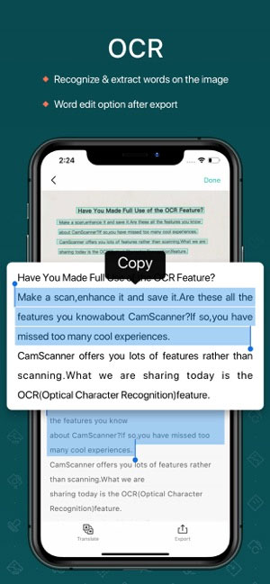 CamScanner for iOS uses advanced OCR technology