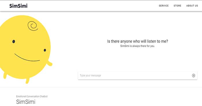 Chatting online with virtual characters is easy. through SimSimi website
