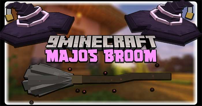 Majos Broom Mod 1.16.5 sẽ thêm vào thế giới Minecraft chổi bay và mũ phù thủy