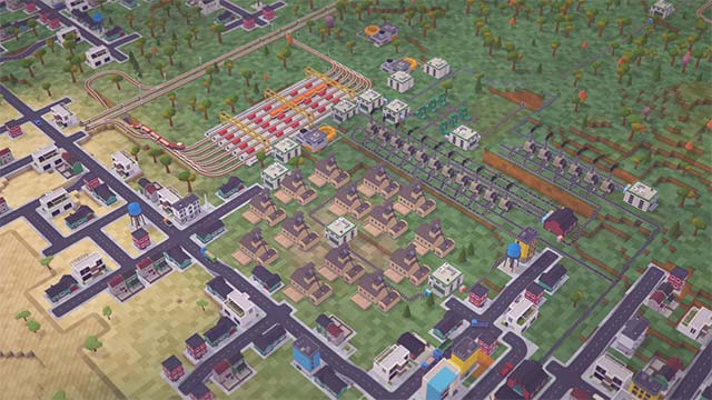 Xây dựng nhà máy và hoàn thiện chuỗi sản xuất trong Voxel Tycoon game