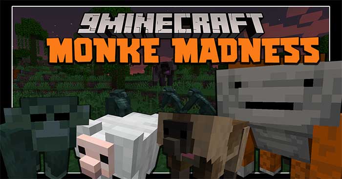 Monke Madness Mod sẽ đưa vào Minecraft nhiều loài khỉ có ngoại hình độc đáo