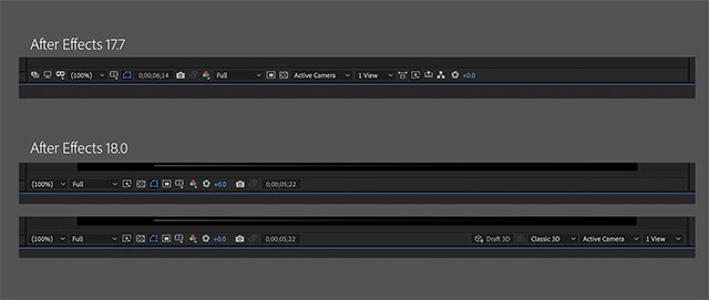 Improved Composition toolbar on the new After Effects 2021