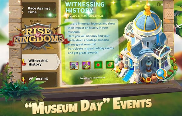 Rise of Kingdoms introduces the Museum series of events. Day with attractive rewards