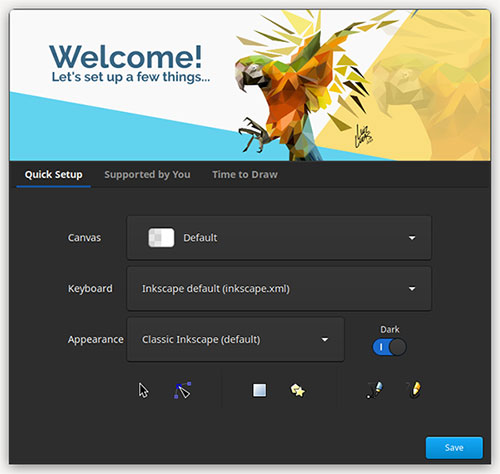 Màn hình Welcome mới trên Inkscape hỗ trợ tùy chỉnh trải nghiệm nhanh chóng