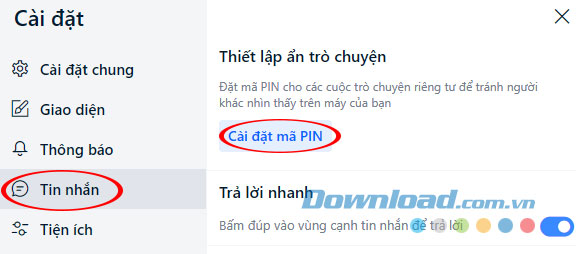 Thiết lập ẩn trò chuyện