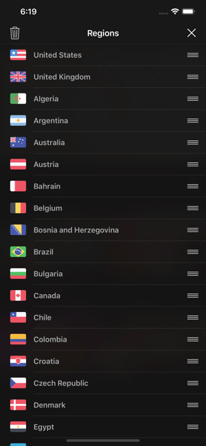 Select region, country