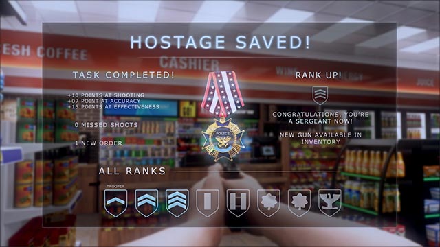Complete missions to get badges and promotion in Police Shootout game