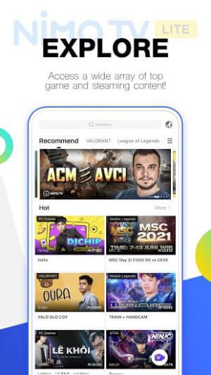 Nimo TV Lite lets you discover exciting game stream content