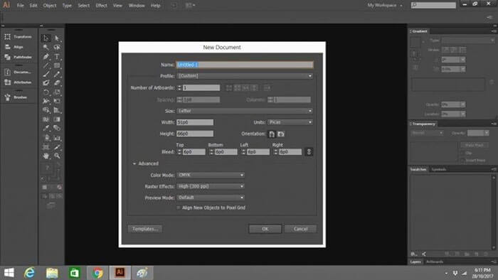 Không gian làm việc trong Adobe Illustrator