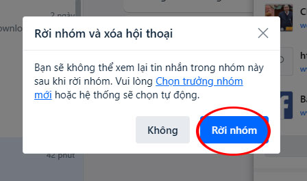 Xác nhận rời nhóm trên Zalo