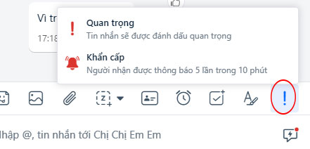 Zalo lời nhắn quan liêu trọng