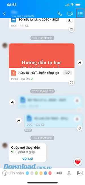 Hướng dẫn xem lại các hình ảnh, liên kết, file đã gửi qua Zalo 1