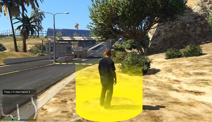 Nhập vòng tròn màu vàng được đánh dấu trên mặt đất để bắt đầu nhiệm vụ