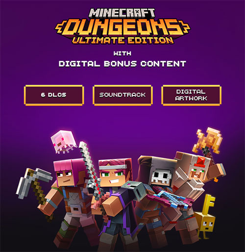 Mua Minecraft Dungeons Ultimate Edition để tải game gốc với 6 DLC đẹp mắt