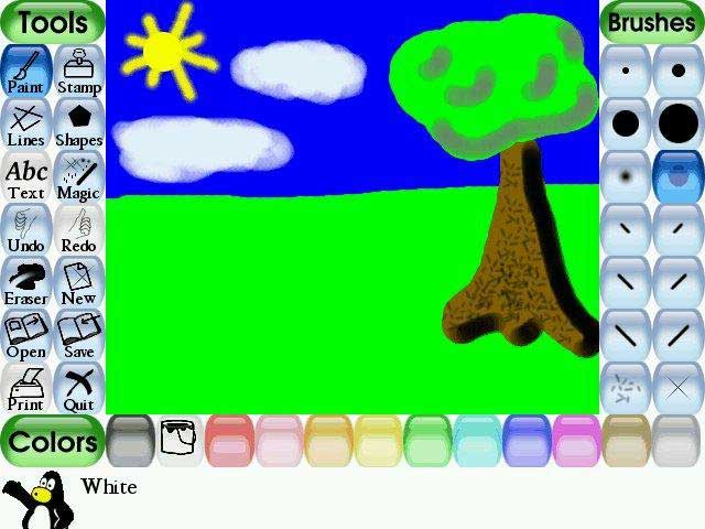 Tux Paint has a brilliant interface, lively sounds and animations to attract children