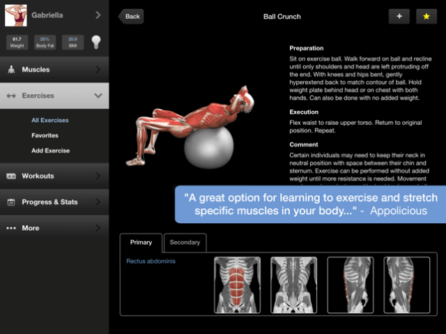 iMuscle two simulates the impact of exercise on each muscle group 
