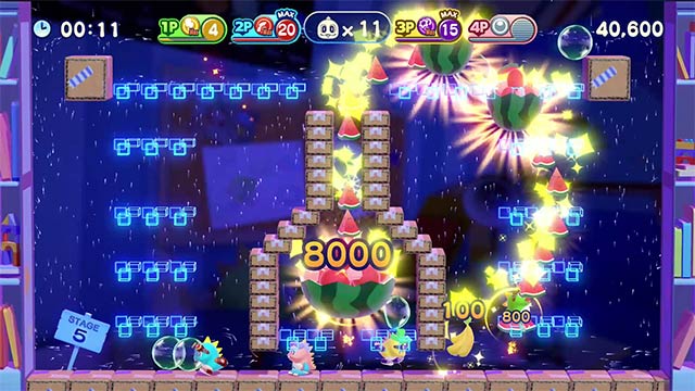 This remake allows gamers to design their own shooting levels and then share them with the Bubble Bobble four Friends community