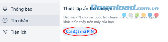 Thiết lập trò chuyện ẩn