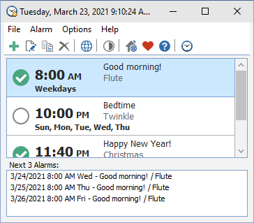 Free Alarm Clock là phần mềm đồng hồ báo thức đa năng cho máy tính