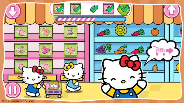 Baby goes to the supermarket and shop with cats easily. Hello Kitty: Kids Supermarket