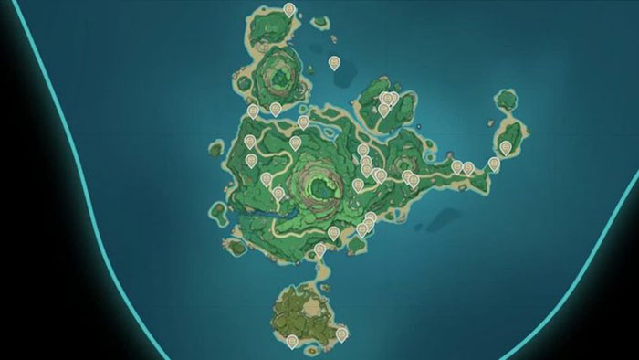 Bản đồ đánh dấu vị trí các rương đáng chú ý trên đảo Tsurumi