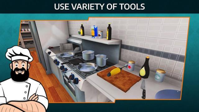 Use a variety of tools to create dishes. delicious food in the game Cooking Simulator Mobile