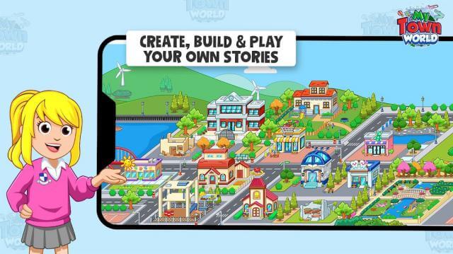 Create, build and play. with your own story in the game My Town: World