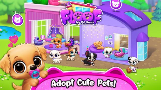 Adopt cute dogs and cats in the game. FLOOF - My Pet House
