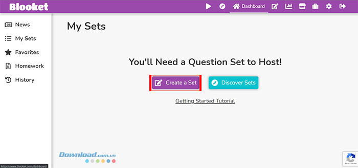 Nhấn Create a Set để tạo bộ câu hỏi mới
