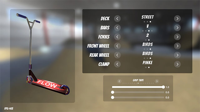 Customize your scooter and character with lots of various options