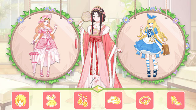 Combine costumes and create different styles for princesses in the game Vlinder Garden Dress Princess