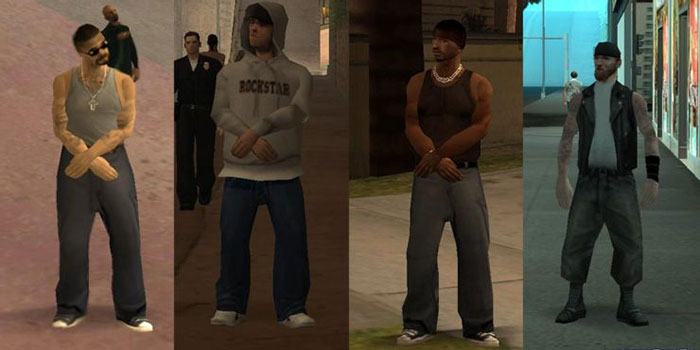 Ngoại hình của 4 kẻ buôn bán ma túy trong GTA San Andreas