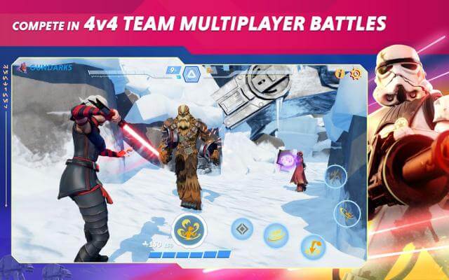 Compete in squad wars. 4v4 in the arena of Star Wars: Hunters