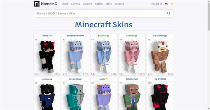 NameMC is a website with a huge collection of Minecraft skins