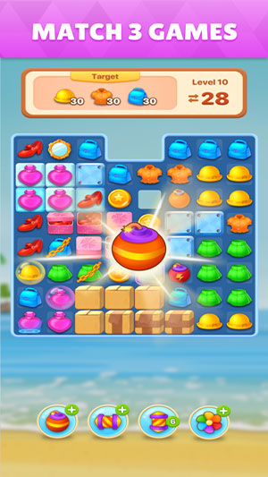  Solve challenging match-3 puzzles